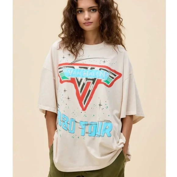 Daydreamer Cream Graphic Tee with Red and Teal Accents - Picture 2 of 5